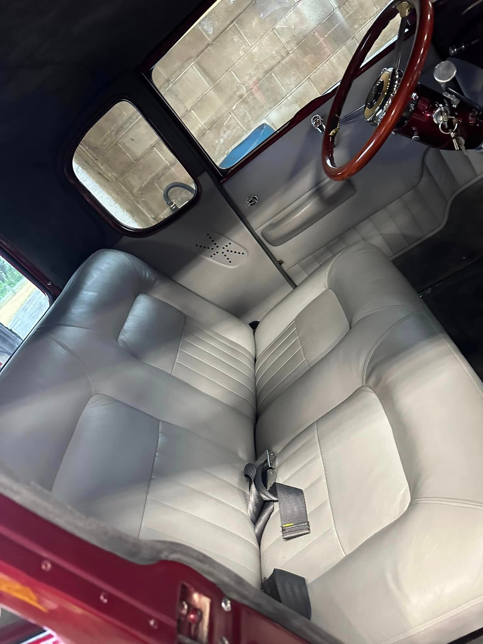 Auto Detailing - Ford Model A Hot Rod white leather - Professional Detailing Wisconsin Dells