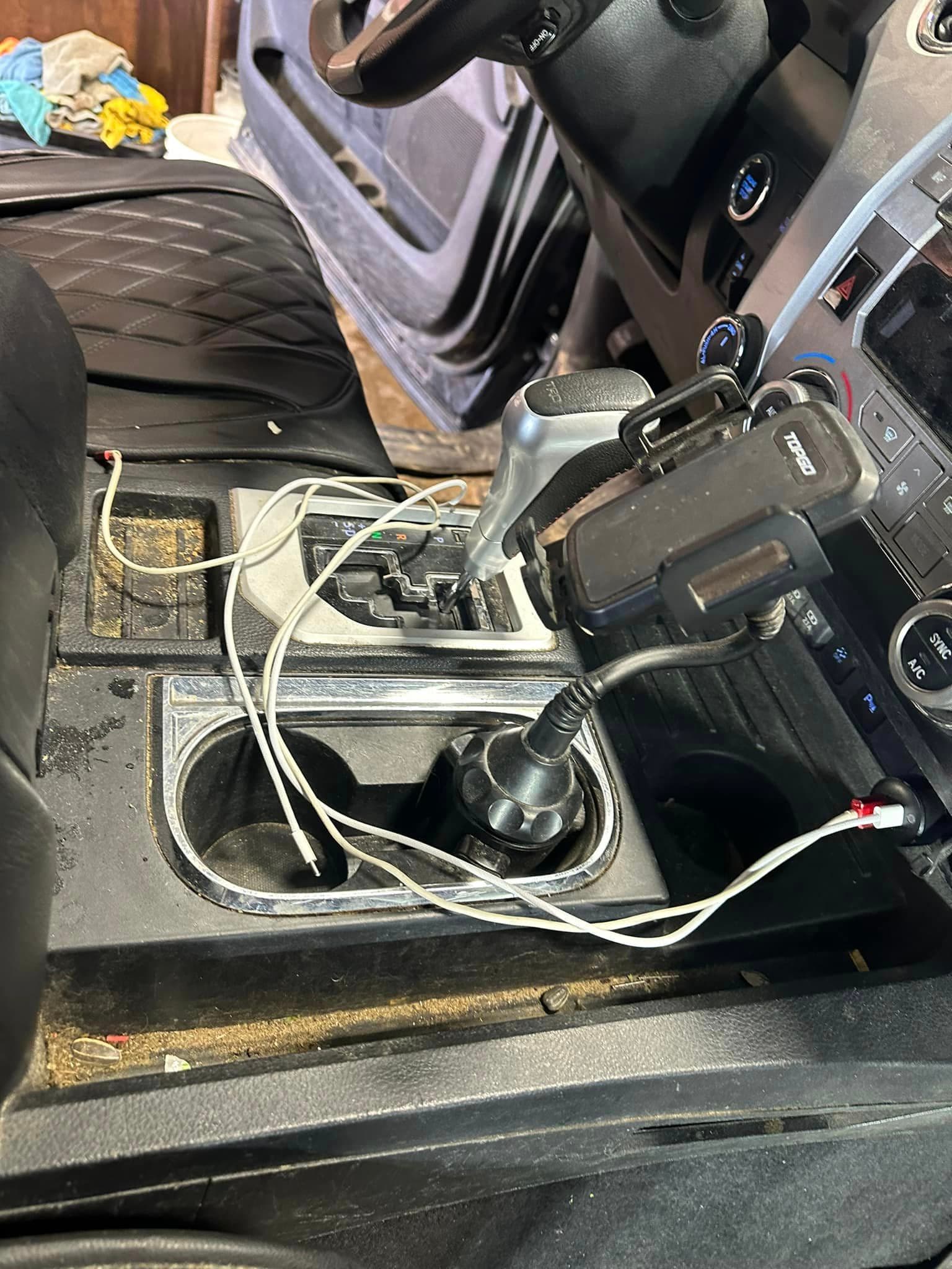 Auto Detailing - Toyota Tundra console - Professional Detailing Wisconsin Dells